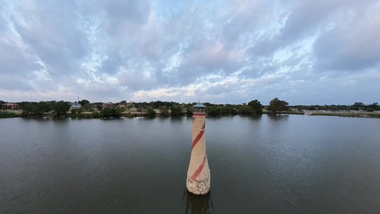Aerial sunrise view over Woodlawn Lake in San Antonio